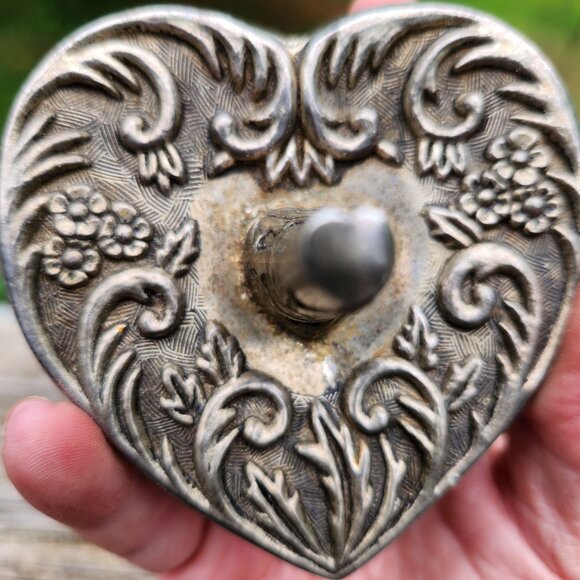 Vintage Godinger 1992 Heart-Shaped Silver-Plated Ring, Jewelry Holder With Flora - Picture 8 of 8